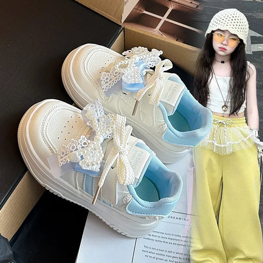Girls Sports Shoes for Students Casual Shoes Princess Style Soft Bottom 2026 Brand New Children Tennis Shoes Breathable Non-slip