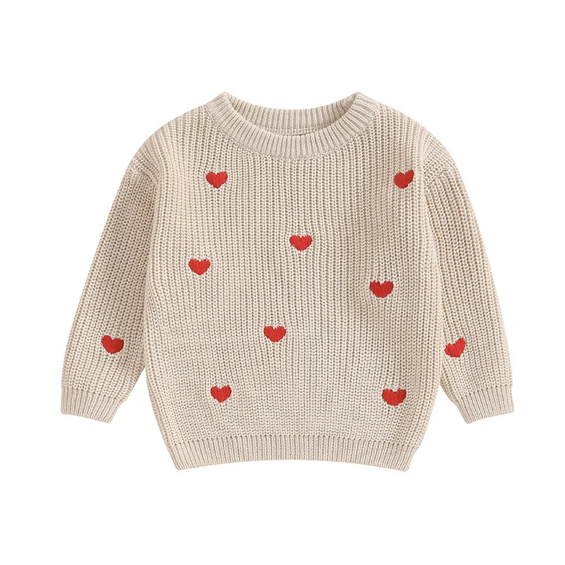 Amelia Heart Embroidery Sweater Pullover Tops