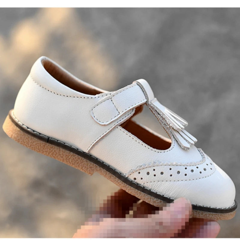 Spring Genuine Leather Children Casual Shoes Fashion Tassel Princess Shoes Non-slip Breathable Baby Girls Shoes