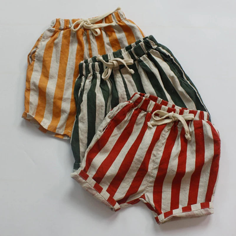 Andy Summer Vintage Short Baby Boys Stripe Casual Pocket