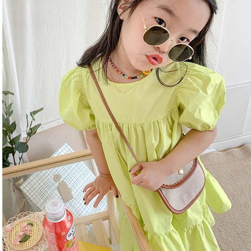 Naomi Summer Stitching Sleeved Dress Big Swing Edge Princess - GuGuTon baby store - Baby Fashion - Toddlers Outfits - Babies Outfits - Toddler Clothes - Kids Clothing - Newborn Clothes - Newborn Wear - Kids Wear - Trending Clothes - Trending Outfits - Fall Fashion - Winter Fashion - Girls Clothes - Boys Clothes - Babies Wear - Kids Accessories - KidsWear - Summer Clothes - Summer Fashion - Summer Trend - Falls Sweaters - Tops - Bottom - Jeans - Blouse - Dresses - Newborn Dresses - Toys