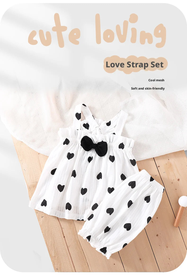 Eve Baby Girl Outfit Set, Camisole Top with Polka Dot Shorts
