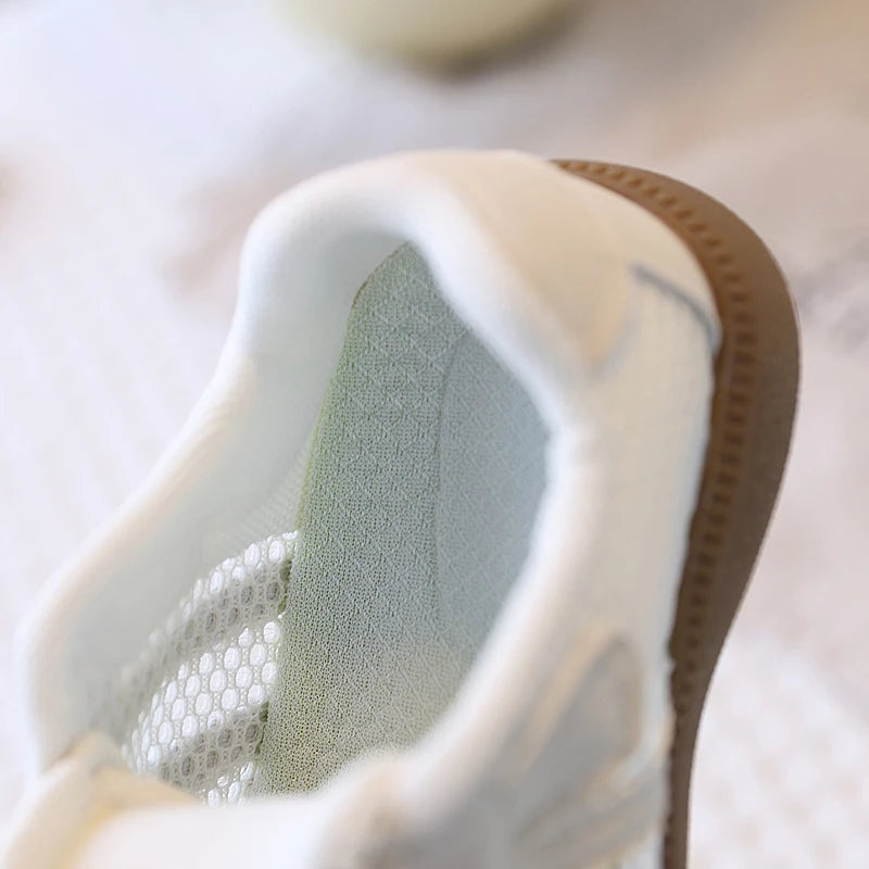 Girls Casual Shoes Spring Summer Children Hollow Sneakers with Cut-outs Breathable Holes Cute Bow-knot Soft Comfortable Sweet