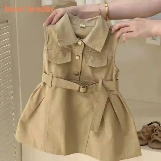 Bear Leader Fashion Girls Windbreak Dresses Summer Sleeveless Dress