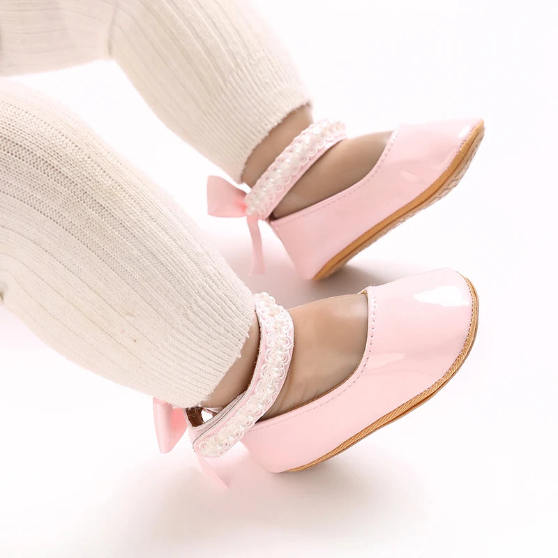 Baby girl princess shoes birthday shoes 0-18 months baby walking shoes soft soled bow shoes