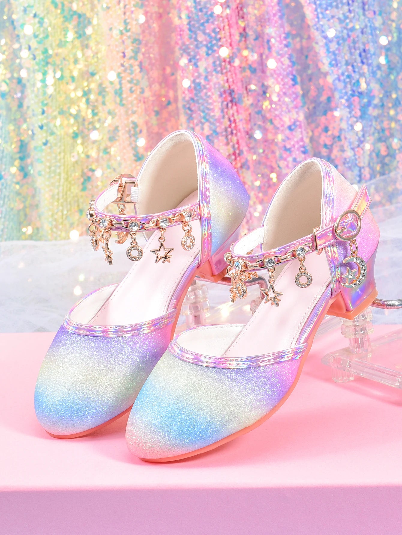 Girl's high heels paired with formal dress performance princess shoes