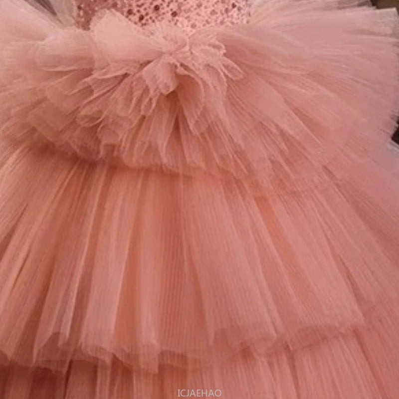 Girls Pageant Dress Stage Host Gown Kids Piano Performance Outfit Birthday Party FlowerWalking Formal Wear Girl Wedding Show
