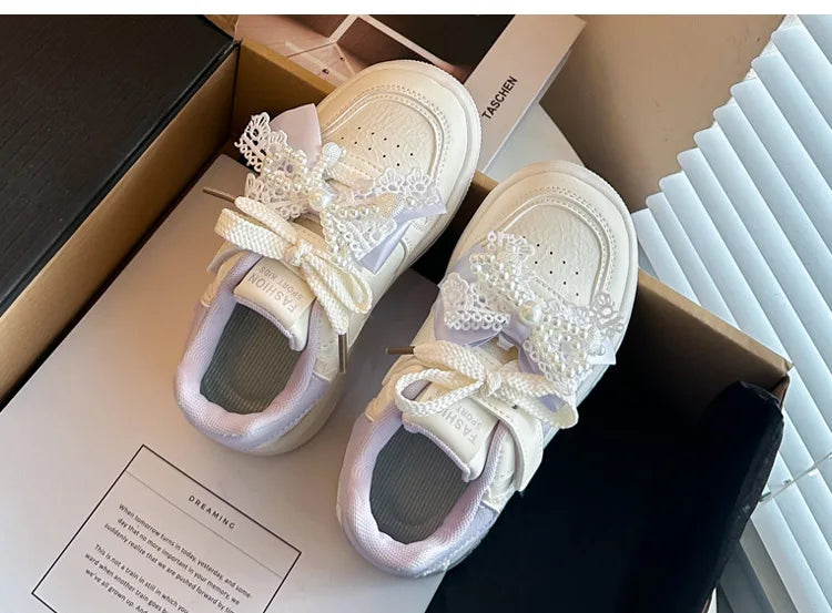 Girls Sports Shoes for Students Casual Shoes Princess Style Soft Bottom 2026 Brand New Children Tennis Shoes Breathable Non-slip