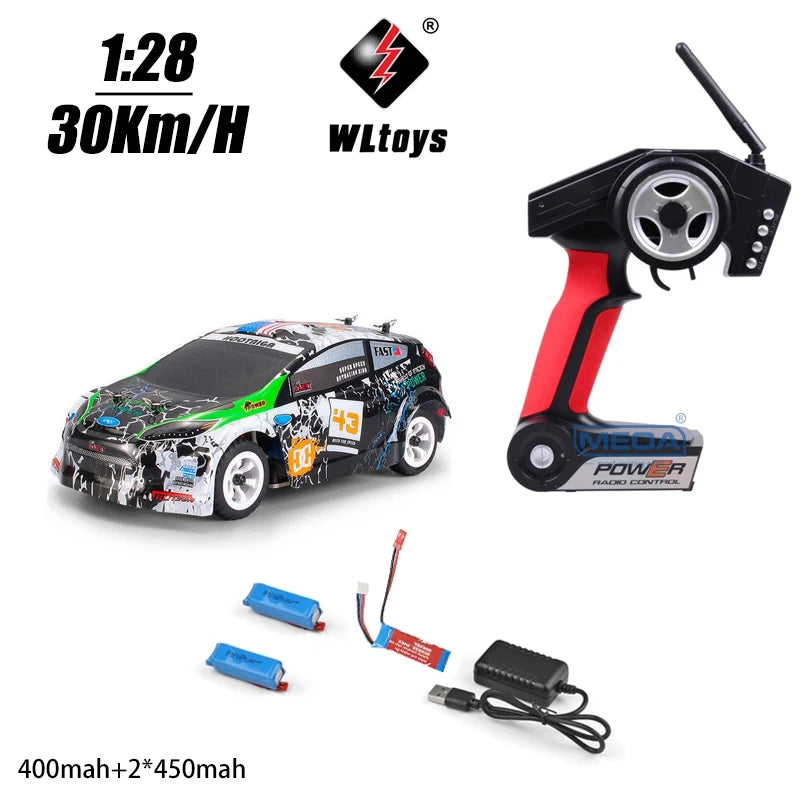 Wltoys 284010 30Km/H Mosquito RC Car 2.4GHz Off-Road RTR Rally Drift Car 4WD 1/28 V2/LCD/V8 Remote Control High Speed Racing