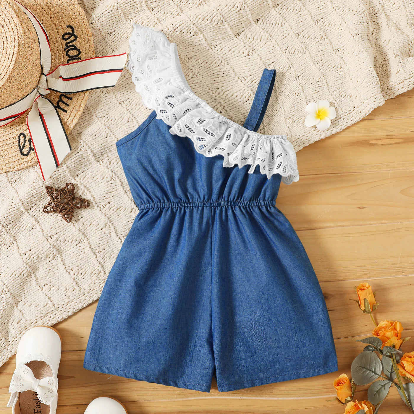 lucia Girl Schiffy Sleeveless Romper Jumpsuit - GuGuTon baby store - Baby Fashion - Toddlers Outfits - Babies Outfits - Toddler Clothes - Kids Clothing - Newborn Clothes - Newborn Wear - Kids Wear - Trending Clothes - Trending Outfits - Fall Fashion - Winter Fashion - Girls Clothes - Boys Clothes - Babies Wear - Kids Accessories - KidsWear - Summer Clothes - Summer Fashion - Summer Trend - Falls Sweaters - Tops - Bottom - Jeans - Blouse - Dresses - Newborn Dresses - Toys