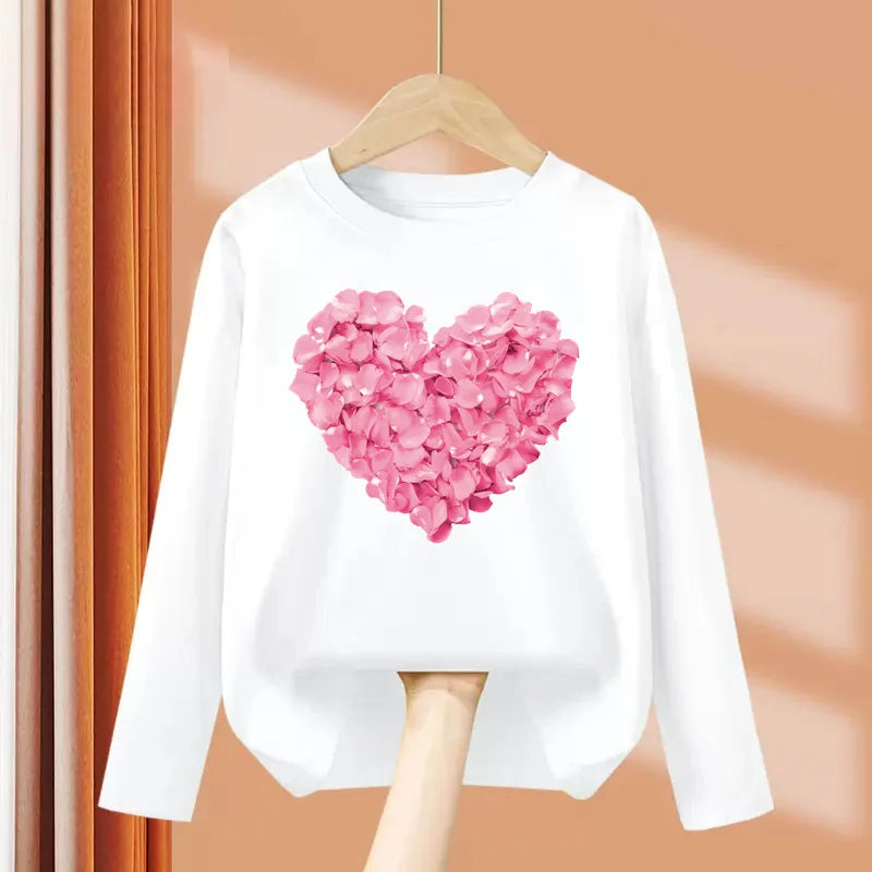 Sophia Children Long Sleeved Heart Shaped Design T-shirt Spring