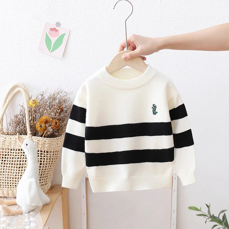 Fonsi Dinosaur Knitwear Stripe Sweater - GuGuTon baby store - Baby Fashion - Toddlers Outfits - Babies Outfits - Toddler Clothes - Kids Clothing - Newborn Clothes - Newborn Wear - Kids Wear - Trending Clothes - Trending Outfits - Fall Fashion - Winter Fashion - Girls Clothes - Boys Clothes - Babies Wear - Kids Accessories - KidsWear - Summer Clothes - Summer Fashion - Summer Trend - Falls Sweaters - Tops - Bottom - Jeans - Blouse - Dresses - Newborn Dresses - Toys