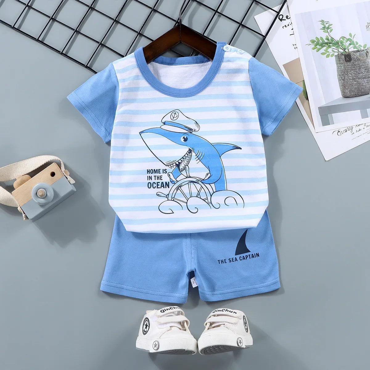 Boys Cotton T-shirt Shorts Set for Ages