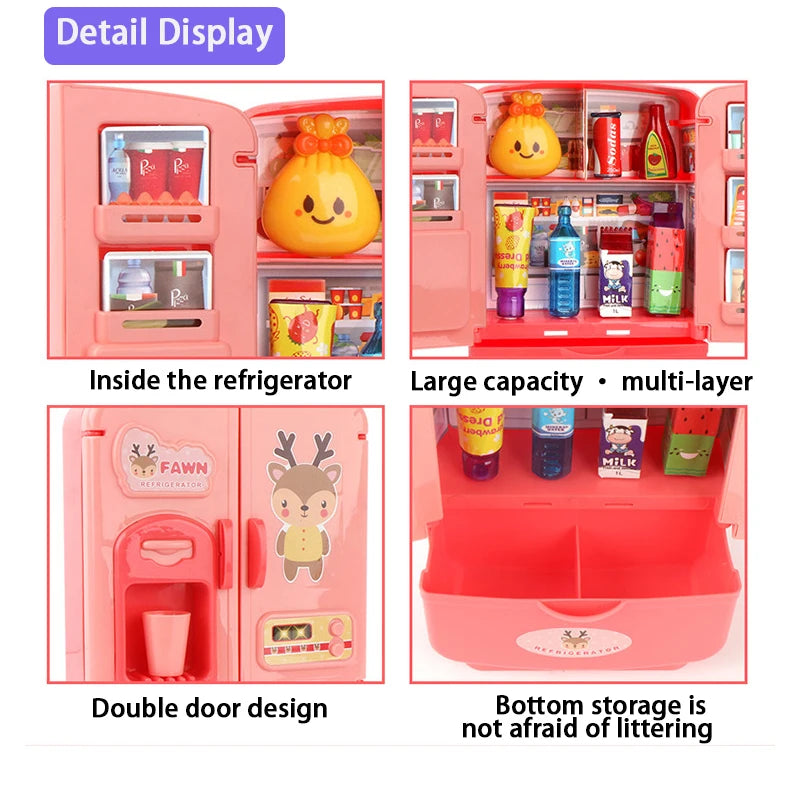 Mini Doll Fridge Furniture Kitchen Miniatures Refrigerator Role Playing Game Montessori Play Food Toys for Girls