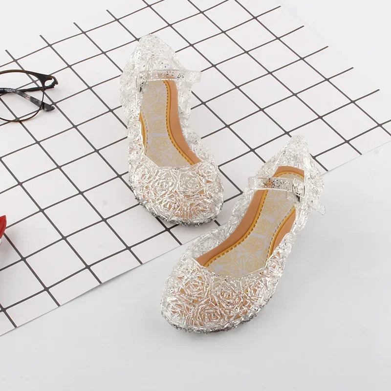 Elsa Princess Crystal Shoes for Girls 2024 New Fashion Kids Birthday Casual Sandals Shoes Baby Wedding Party Shoes