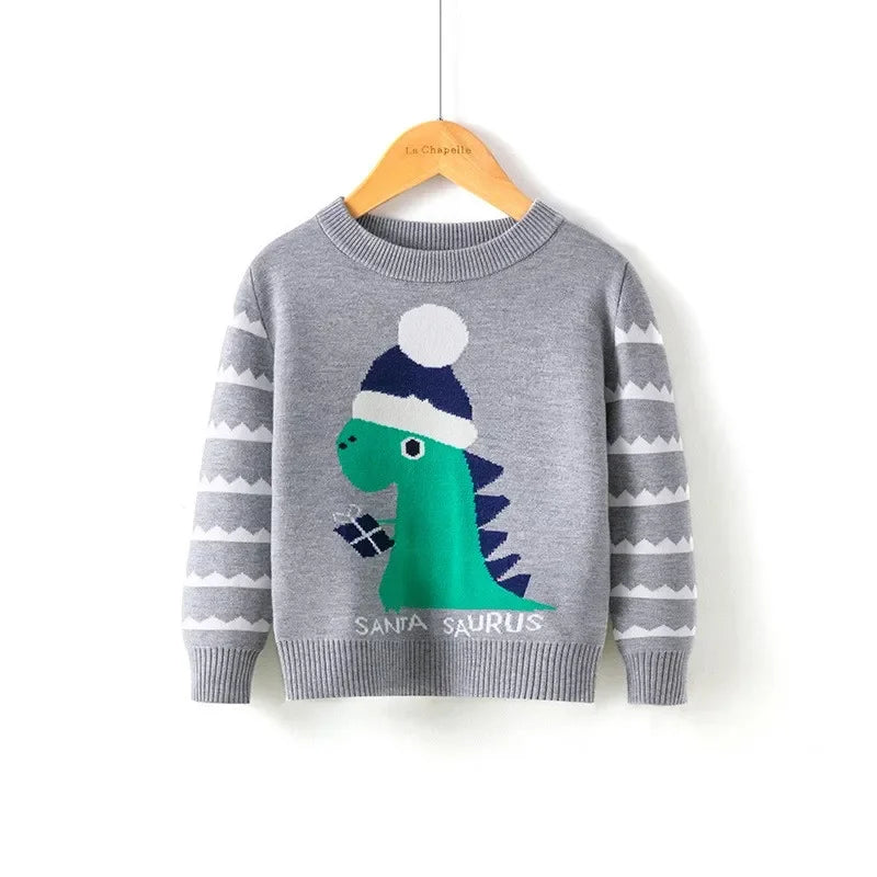 Augusto Winter Christmas Dinosaur Print Sweaters - GuGuTon baby store - Baby Fashion - Toddlers Outfits - Babies Outfits - Toddler Clothes - Kids Clothing - Newborn Clothes - Newborn Wear - Kids Wear - Trending Clothes - Trending Outfits - Fall Fashion - Winter Fashion - Girls Clothes - Boys Clothes - Babies Wear - Kids Accessories - KidsWear - Summer Clothes - Summer Fashion - Summer Trend - Falls Sweaters - Tops - Bottom - Jeans - Blouse - Dresses - Newborn Dresses - Toys