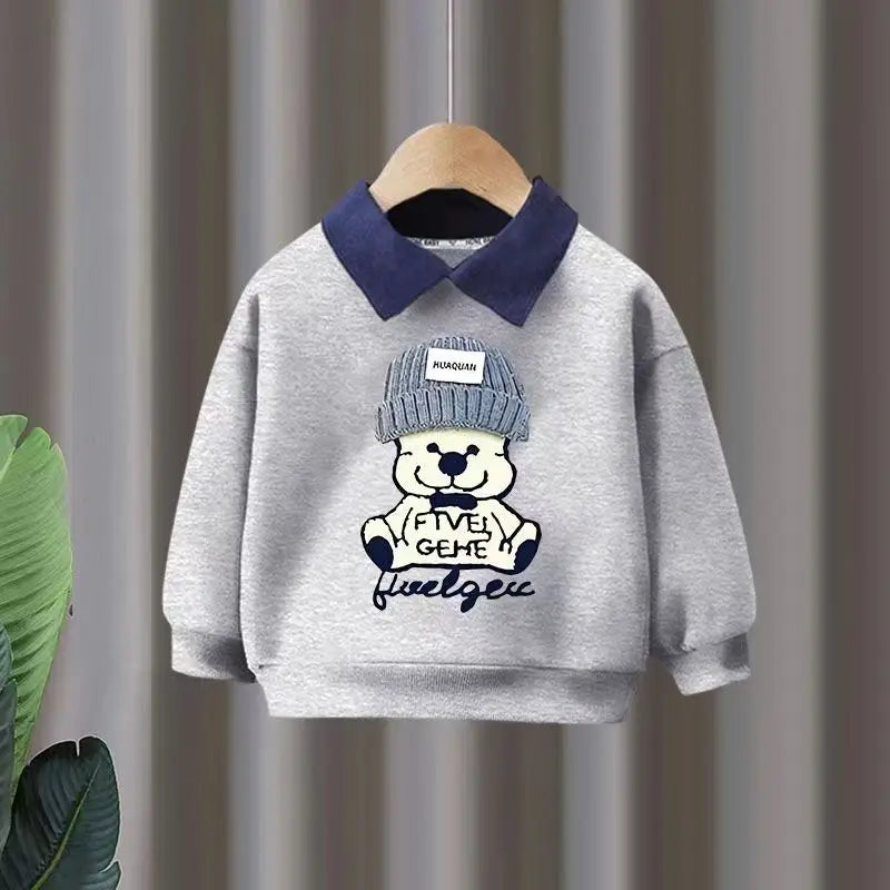 Autumn Clothes Set Boys Pullover with Cartoon Print