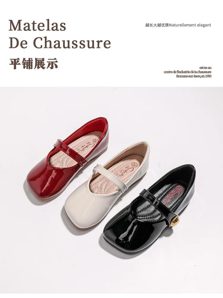 Zapatos Niña Girl Leather Shoe New Red Princess Shoes Summer Flat Sole Single Shoe Mary Jane Shoe Lolita Shoes Girl Kids Shoes