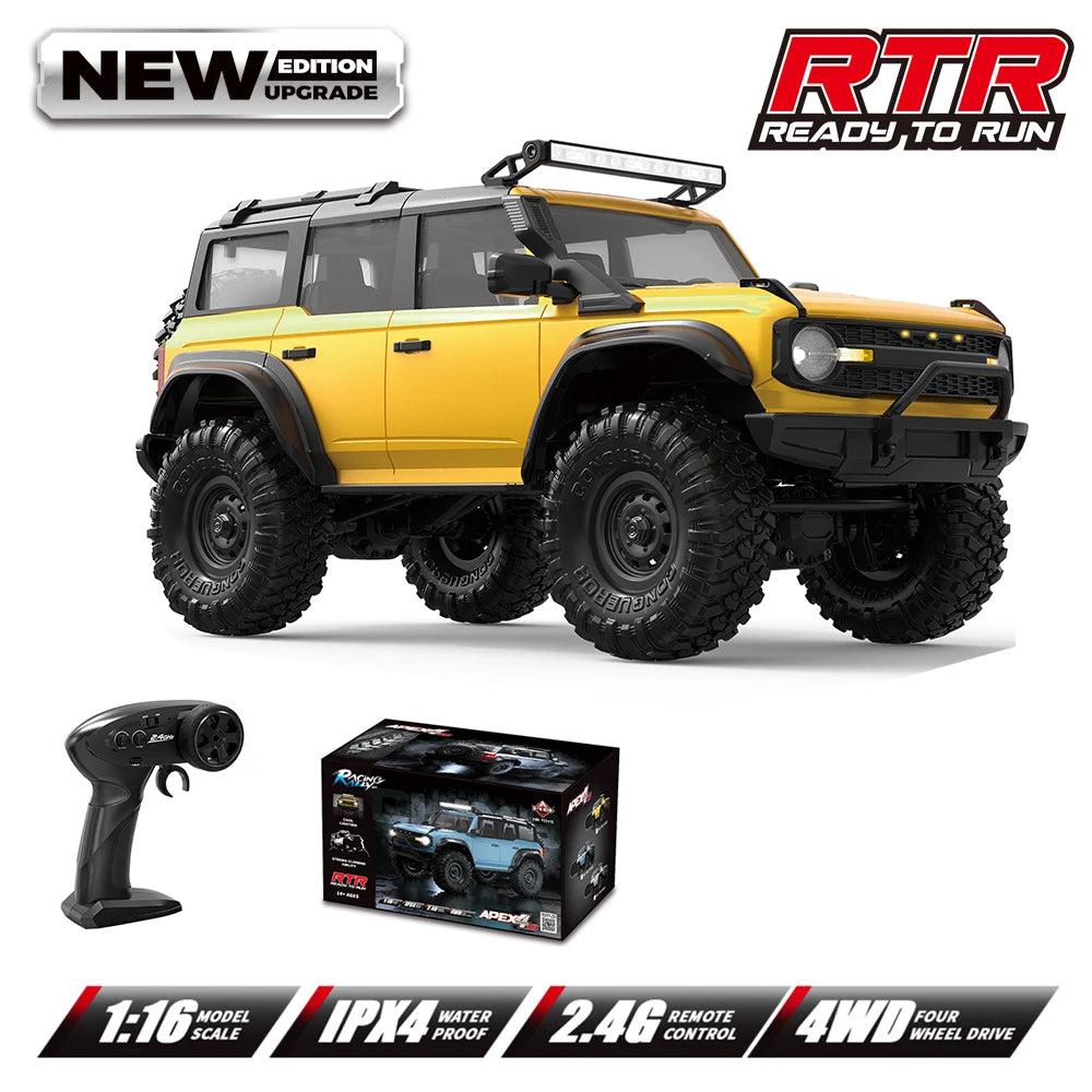 1:16 Scale Ford Bronco RC Rock Crawler Monster Truck 4WD High-Speed Electric Off-Road Toy Car for Boys Outdoor Gifts
