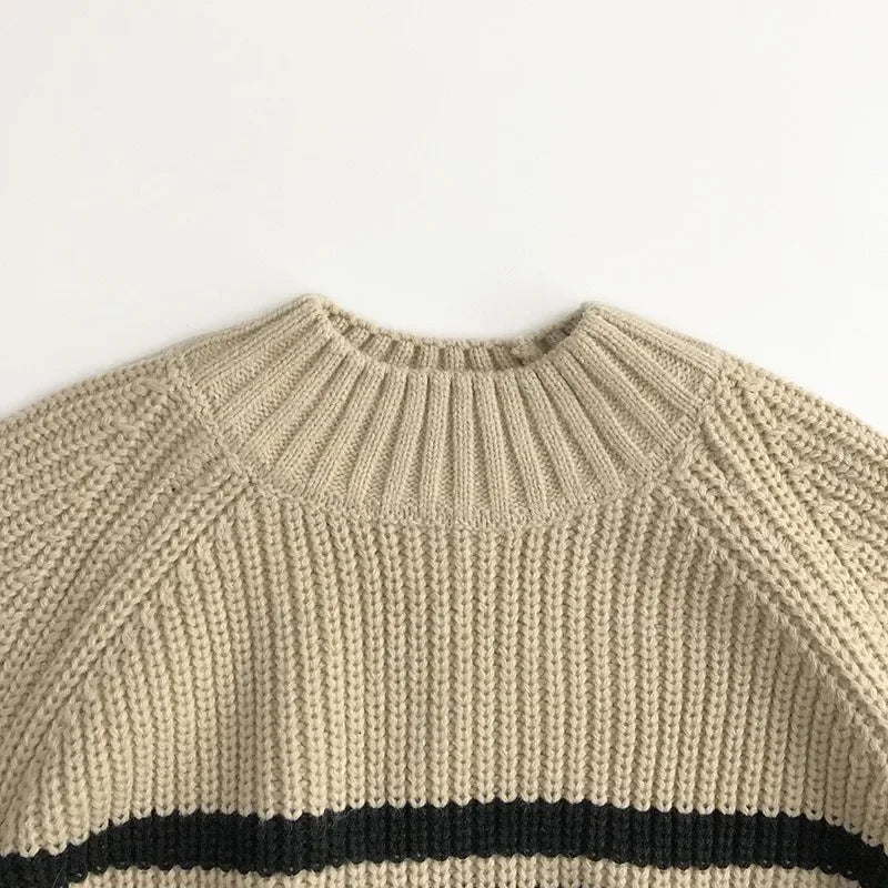 Richard Long Sleeve Striped Knitting Sweater