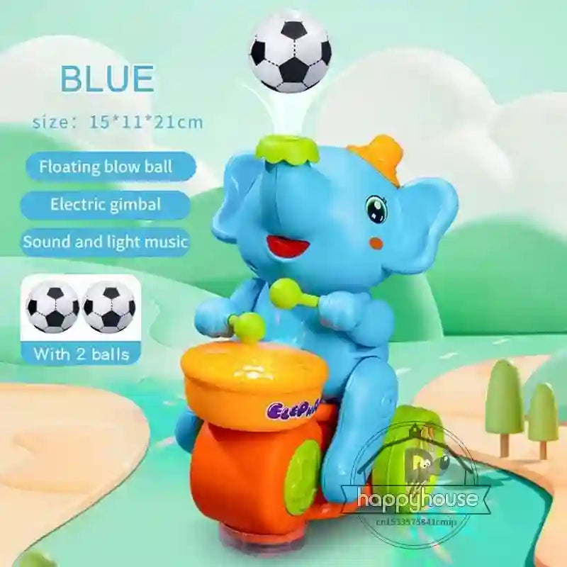 Musical Walking Elephant Drummer Toys for Kid  with LED Light Music Sensory