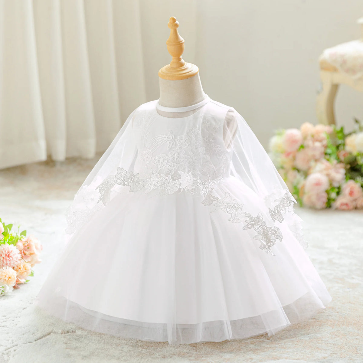 Baby Girl Formal Dress Dress Set (Skirt + Shawl) Elegant White Dress