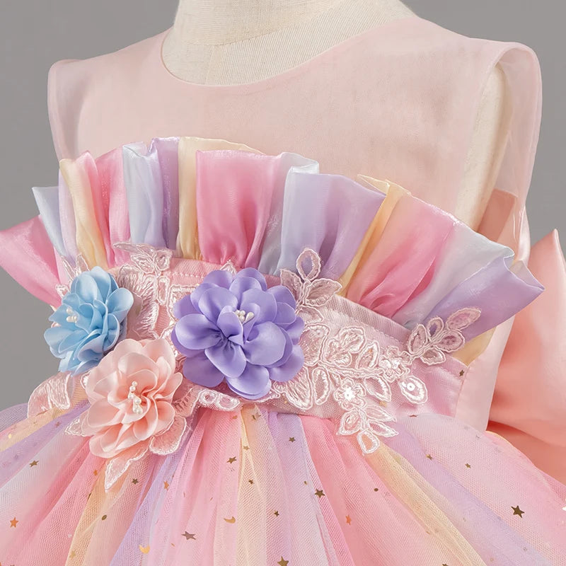 Girls Princess Dresses Tailing Flower Sleeveless Kids Wedding Dresses