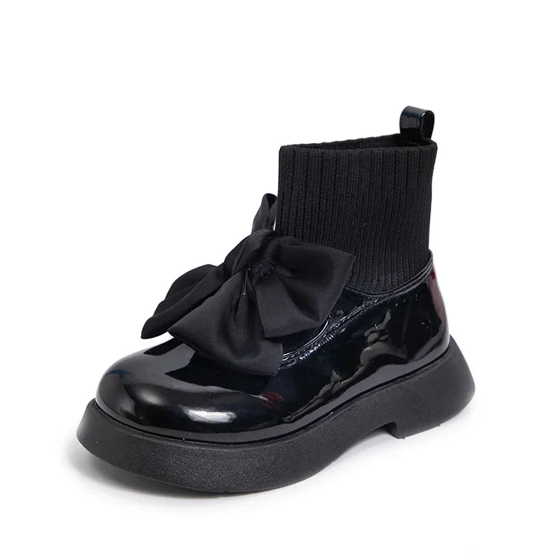 Girls Boots 2025 Fashion Butterfly-knot Glossy Casual Boots For Baby Girls Comfirtable Breathable Girls Shoes Outdoor Sneakers