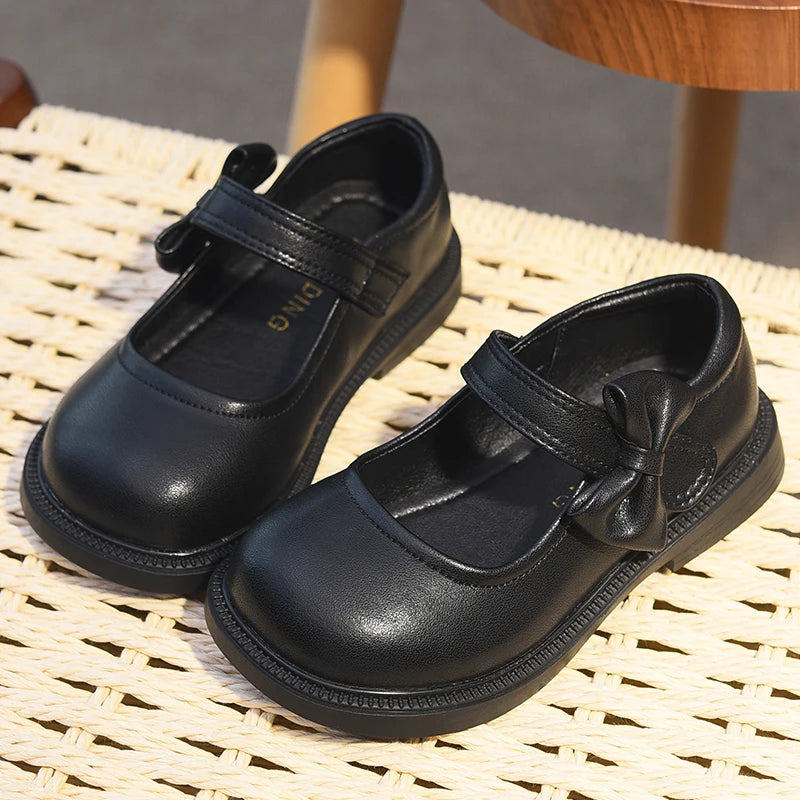 Girls' Shoes, Genuine Leather, Children's Princess Shoes, 2026 Spring and Autumn New Black Performance Shoes, Little Girls' Blac