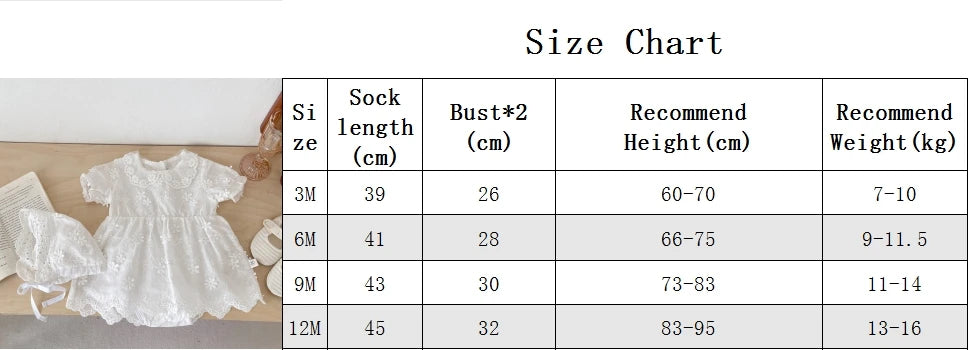 Newborn Baby Girl Short Sleeve Embroidery Cotton Romper Dress Infant Girls Princess Skirt Baby Baptism Clothes