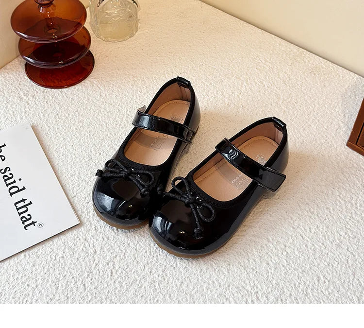 Girls' Princess Shoes Spring  Autumn New Fashion Bow PU Leather Loafer Non-slip School Student Loafer Flats