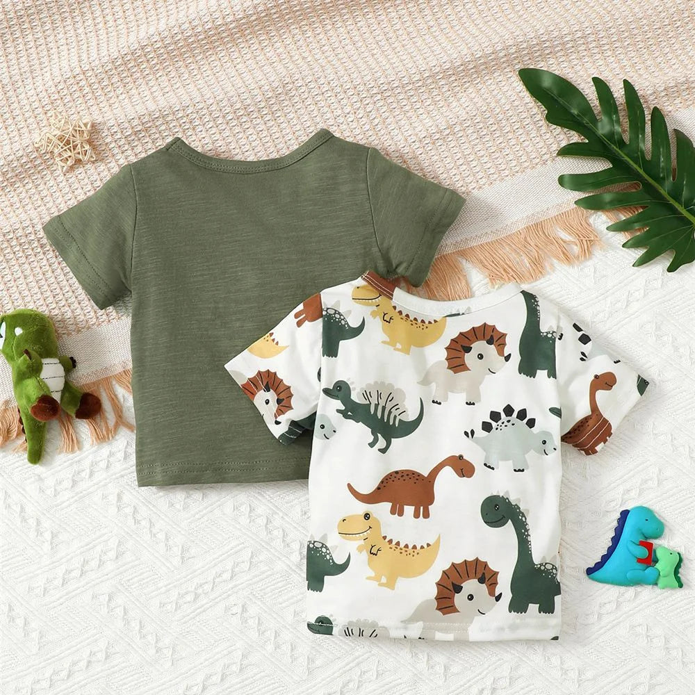 Luca Cute Dinosaur Short Sleeve Casual T-shirt - GuGuTon baby store - Baby Fashion - Toddlers Outfits - Babies Outfits - Toddler Clothes - Kids Clothing - Newborn Clothes - Newborn Wear - Kids Wear - Trending Clothes - Trending Outfits - Fall Fashion - Winter Fashion - Girls Clothes - Boys Clothes - Babies Wear - Kids Accessories - KidsWear - Summer Clothes - Summer Fashion - Summer Trend - Falls Sweaters - Tops - Bottom - Jeans - Blouse - Dresses - Newborn Dresses - Toys