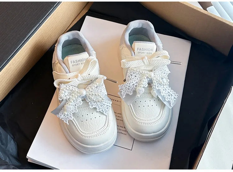 Girls Sports Shoes for Students Casual Shoes Princess Style Soft Bottom 2026 Brand New Children Tennis Shoes Breathable Non-slip
