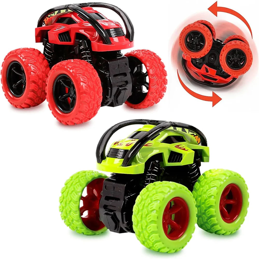 Monster Trucks Toys for Boys - Toddler Push & Go Stunt Cars with Flip Action, Race Car Set for Kids