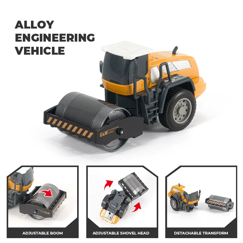 Engineering Vehicle Toys for Boys Alloy+Plastic Tractor Excavator Bulldozer Crane Truck Model Diecast Children Collection Gifts