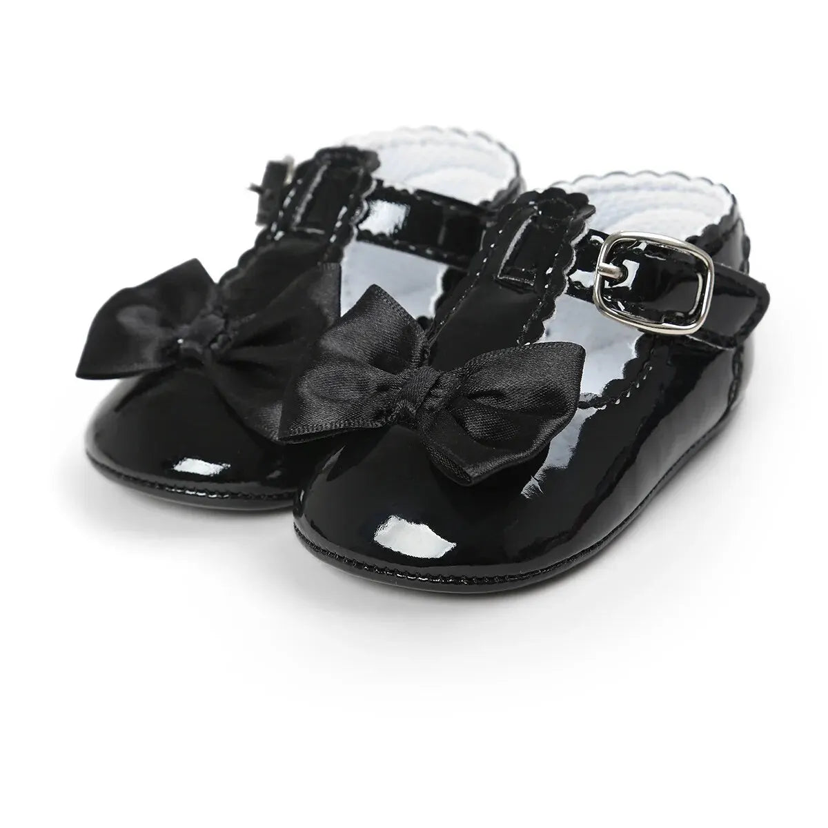 Meckior Baby Girls Shoes Classic Bowknot Rubber Sole Anti-slip PU Girls Dress Shoes