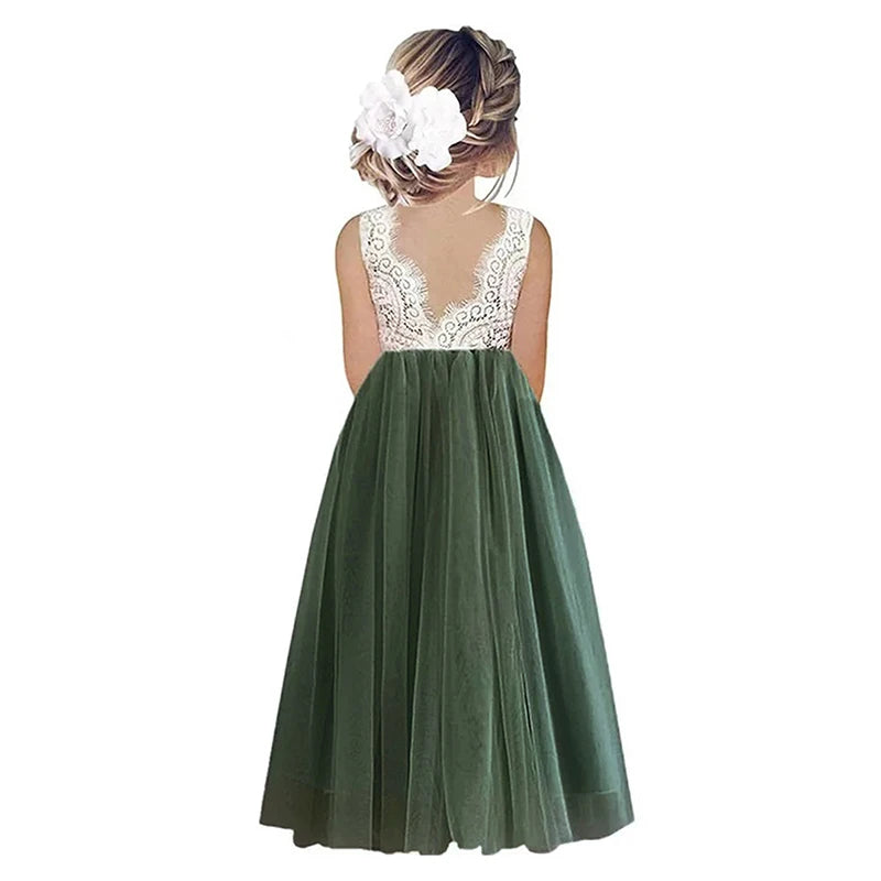 Flower Girl Dress Baby Kids Summer Princess Party Lace Wedding Birthday Dresses