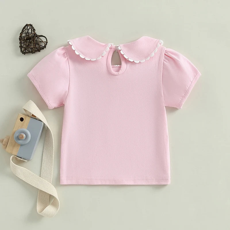 Lia Adorable Blouse with Cute Doll Collar Top