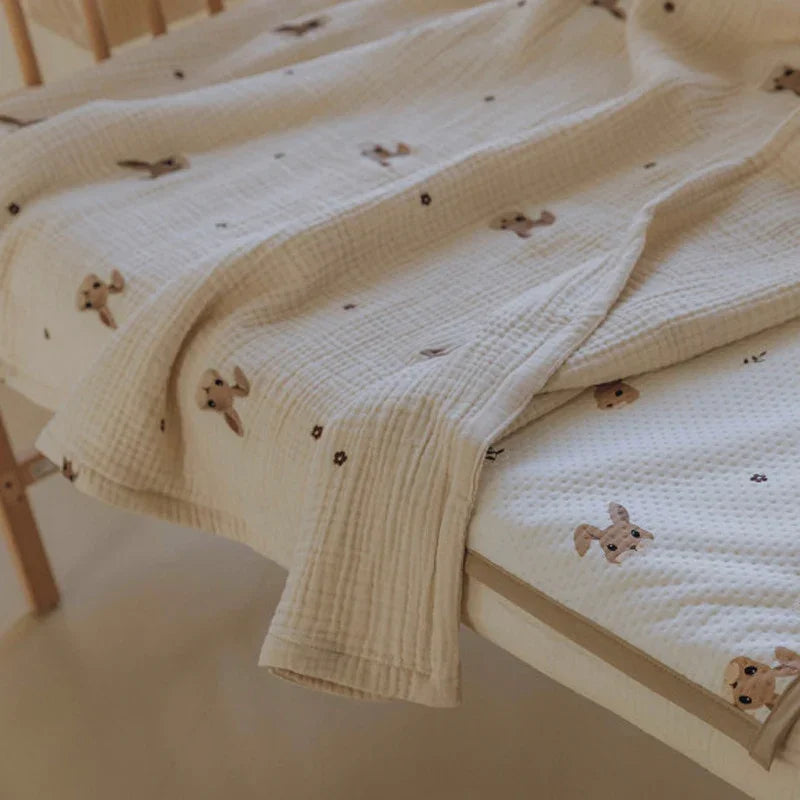 Alvin Bear Embroidered Baby Blanket, Cotton Sleeping Bed - GuGuTon baby store - Baby Fashion - Toddlers Outfits - Babies Outfits - Toddler Clothes - Kids Clothing - Newborn Clothes - Newborn Wear - Kids Wear - Trending Clothes - Trending Outfits - Fall Fashion - Winter Fashion - Girls Clothes - Boys Clothes - Babies Wear - Kids Accessories - KidsWear - Summer Clothes - Summer Fashion - Summer Trend - Falls Sweaters - Tops - Bottom - Jeans - Blouse - Dresses - Newborn Dresses - Toys