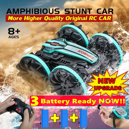 Amphibious RC Car Remote Control Stunt Car 4WD Drift Racing Off Road Waterproof 360° Rotation Stunt Crawler Vehicle Gift Boy Kid