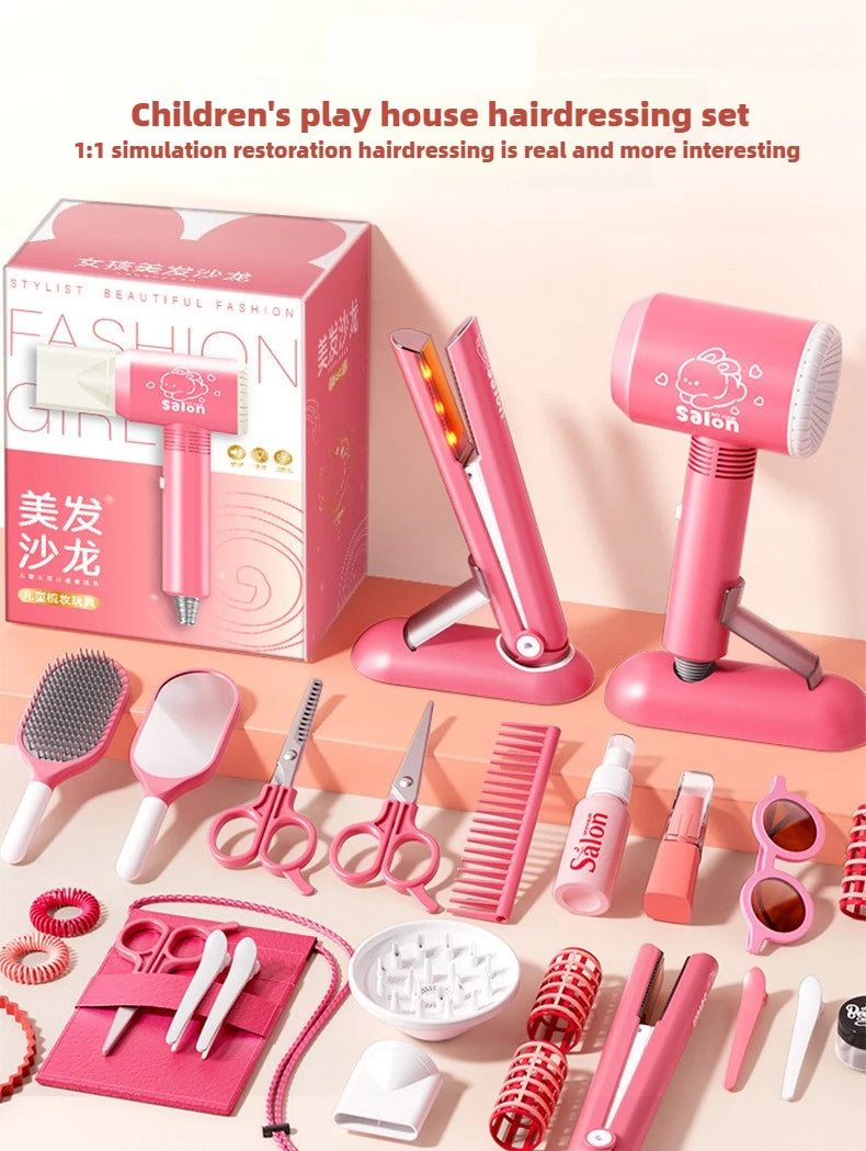 Girls' Beauty Toys Fashion Barber Role Playing Games Simulation Haircut Children Hair Dryer Child Pretend House Play Children
