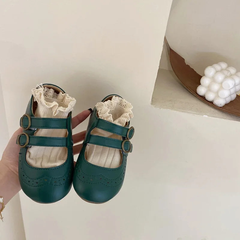 Girls Leather Shoes 2023 Spring Autumn New Versatile Children Retro Princess Shoes