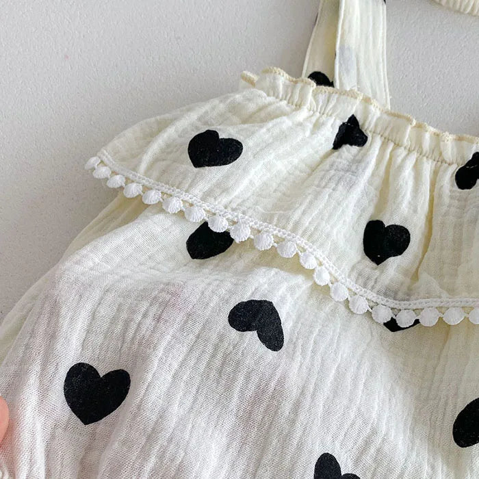 Heart Print Romper Set