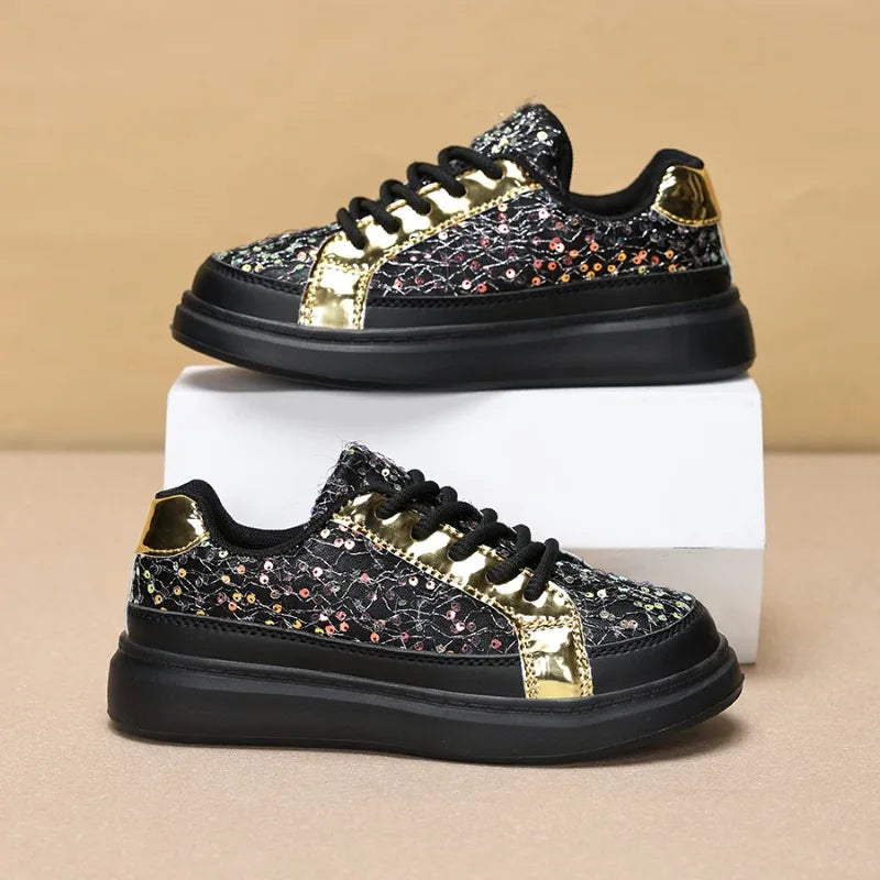 Children Casual Shoes 2026 New Design Glitter Trendy Sneakers