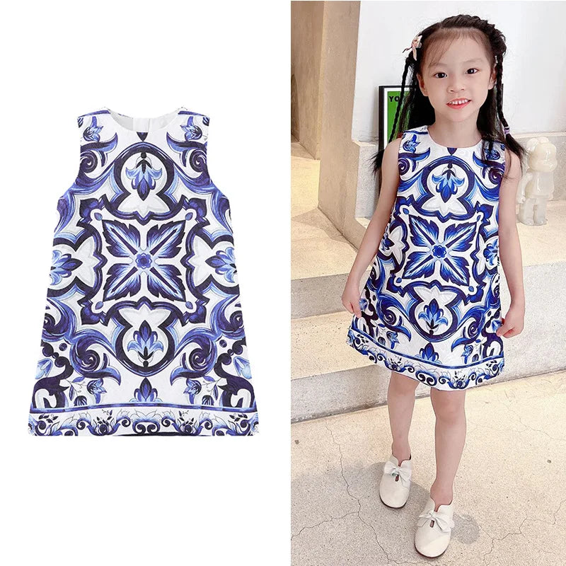 Kids Party Dresses For Girls Printed Evening Princess Girls Dresses
