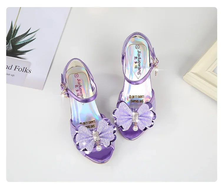 Girls Princess Shoes Summer Children High Heels Open-toe Party Wedding Toddlers Sandals