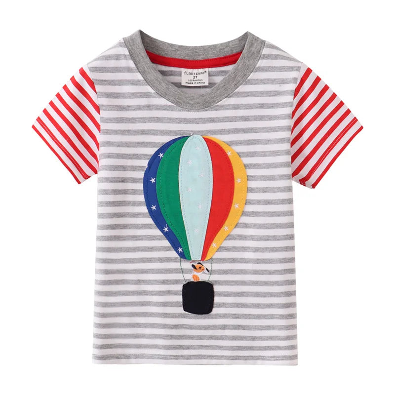 Dylan Cottton Hot Air Balloon Striped Tees