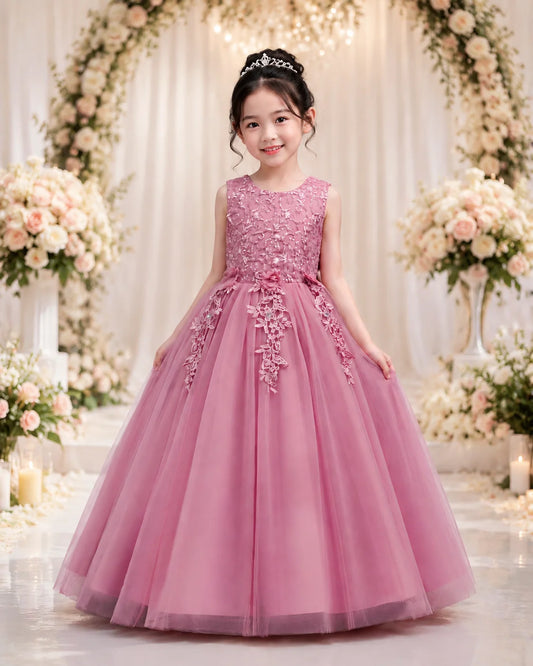 4-12 Years Old Flower Girl Dress Elegant Girl Birthday Party Dress