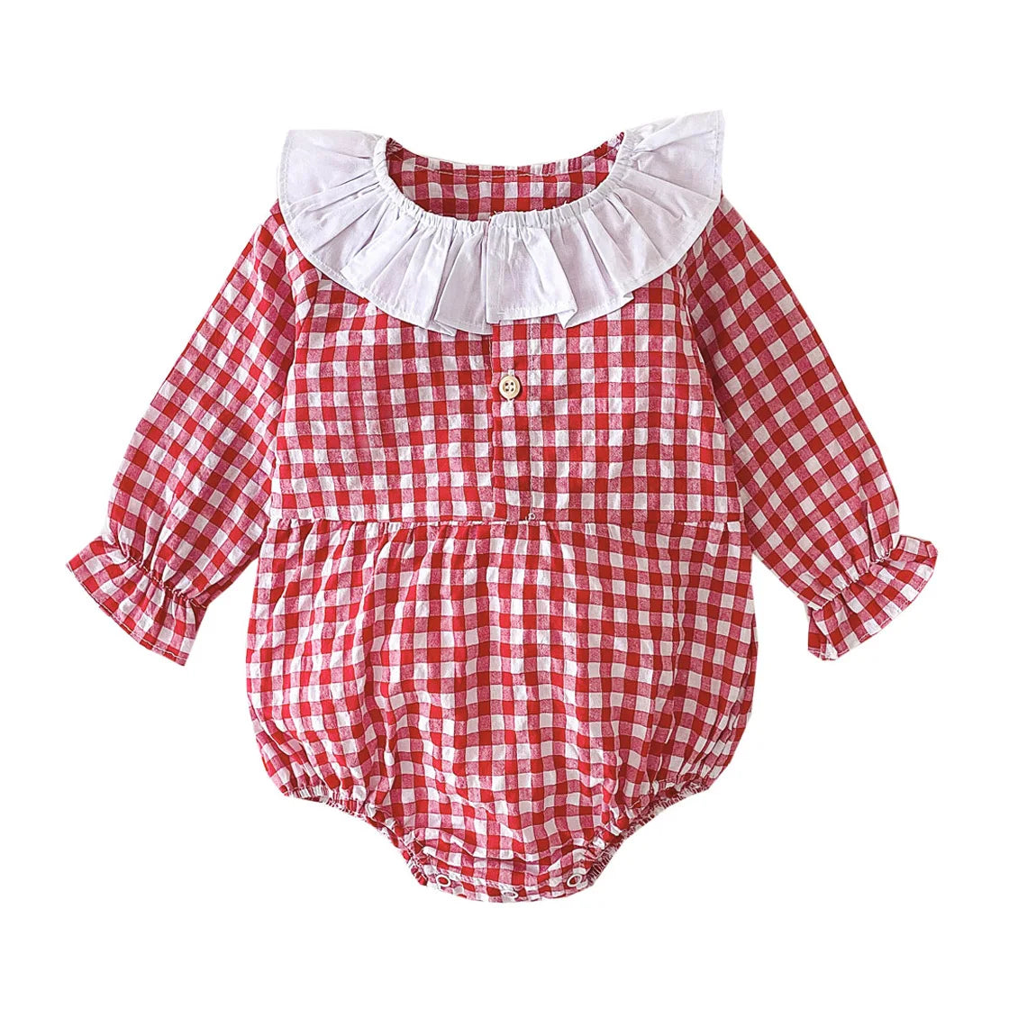Round Collar Plaid Bodysuit