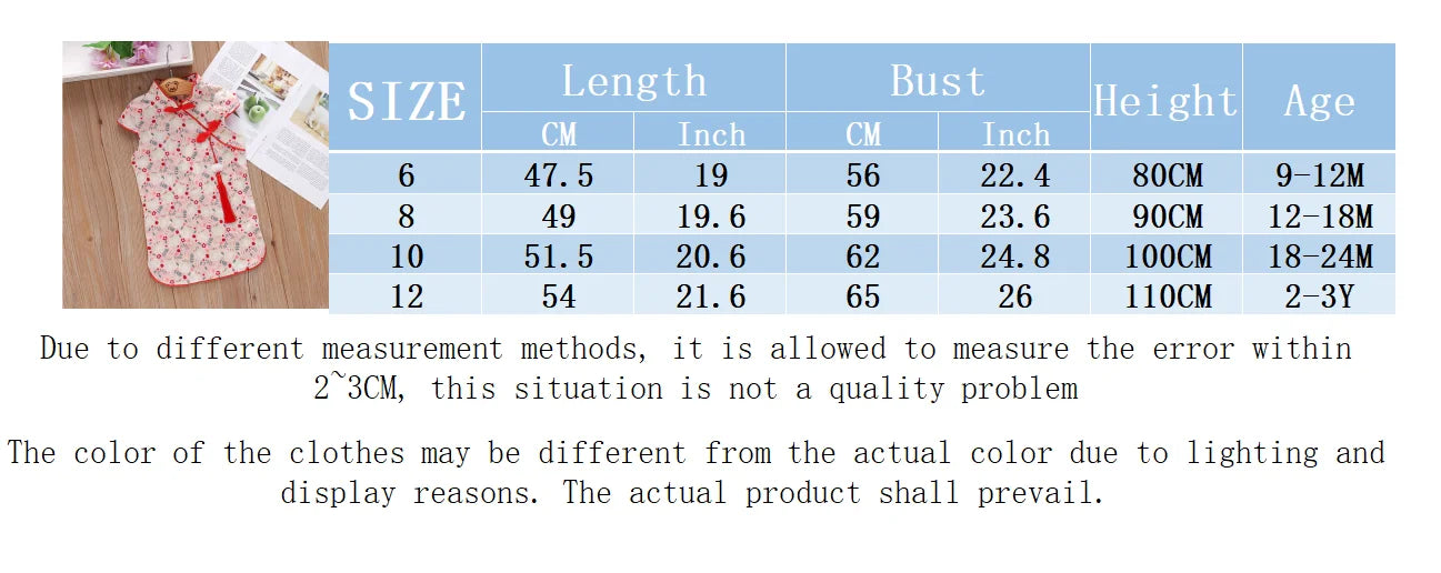 Baby Girl Qipao Dress for Summer Cotton Wear